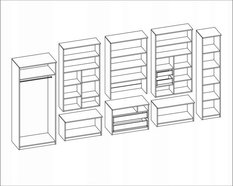 Meblościanka z szafą LENA 405x210x53 cm zestaw mebli do salonu witryna RTV Sonoma ciemna MDF - Miniaturka zdjęcia nr 3