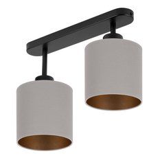 Lampa sufitowa 37 x 15 x 30 cm dwupunktowy spot gwint E27 czarna z szarymi abażurami  do salonu - Miniaturka zdjęcia nr 1