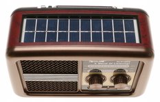 Radio przenośne 20 x 8,5 x 13 cm RETRO z funkcją bluetooth   USB z latarką  ładowany solarnie brązowe - Miniaturka zdjęcia nr 5