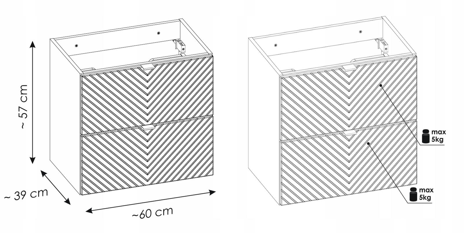 Szafka pod umywalkę Viva 60 cm do łazienki z szufladami kaszmirowa nr. 6