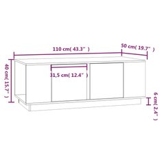 Stolik kawowy 110x50x40 cm z przestronnymi półkami lite drewno sosnowe lite drewno sosnowe do salonu - Miniaturka zdjęcia nr 9