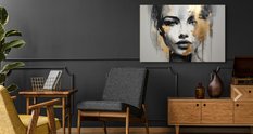 Obraz Do Salonu Abstrakcja ZŁOTY Portret Kobiety Styl Glamour Loft 120x80cm - Miniaturka zdjęcia nr 5