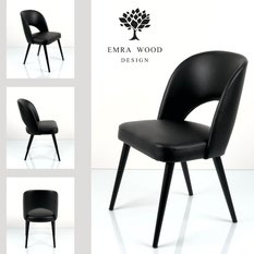 Krzesło tapicerowane KR-5 46x82x45 cm DELUXE eko-skóra do jadalni czarny