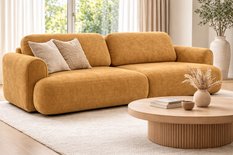 Kanapa z funkcją spania ITALY 250x100x82 cm FLOW 13 trzyosobowa sofa rozkładana musztardowy - Miniaturka zdjęcia nr 2