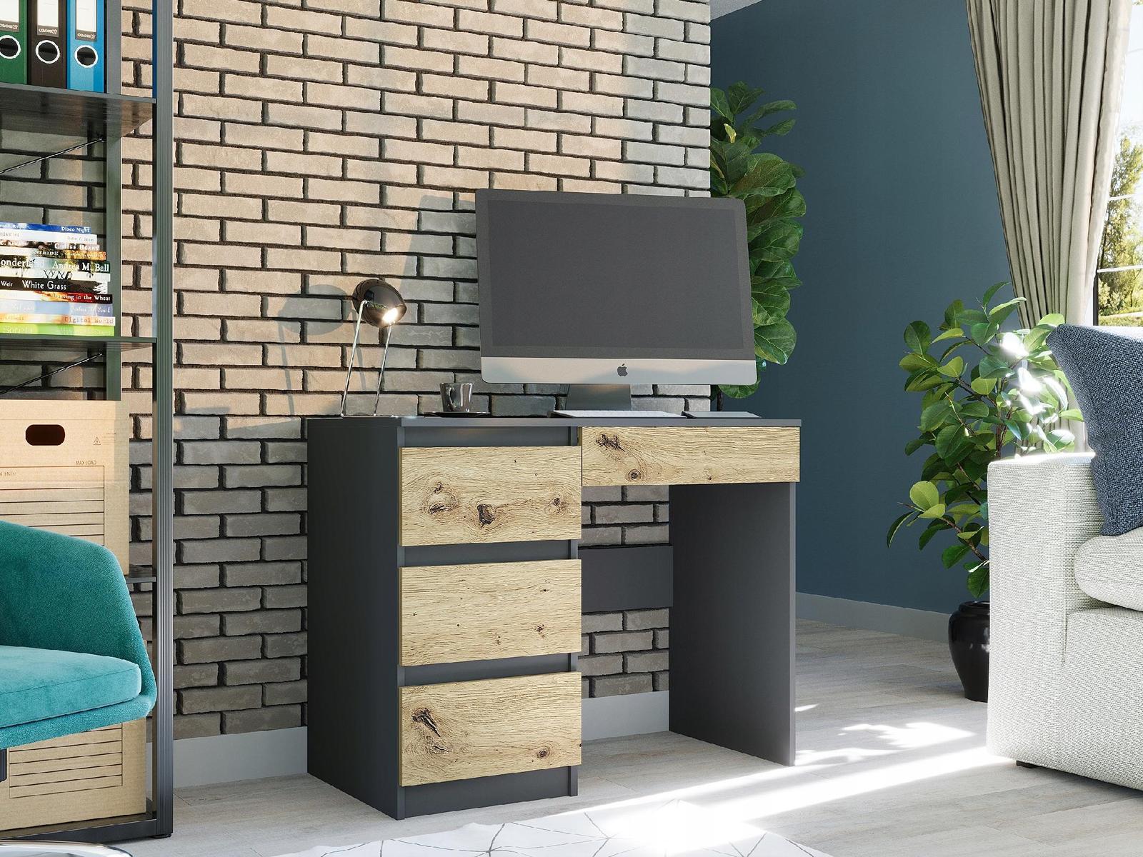 Biurko MODERN 96x77x50 cm lewe z szufladami do sypialni i salonu artisan/antracyt nr. 2