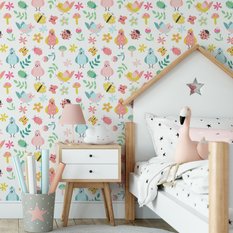 Tapeta Dziecięca PTAKI Kwiaty Liście Motyle Natura 53x1000  - Miniaturka zdjęcia nr 7