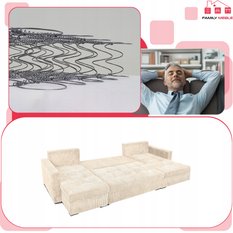 Narożnik Bonito BIG 296x74x104 cm kształt U z funkcją spania i przechowywania Anafi sztruks beżowy - Miniaturka zdjęcia nr 5