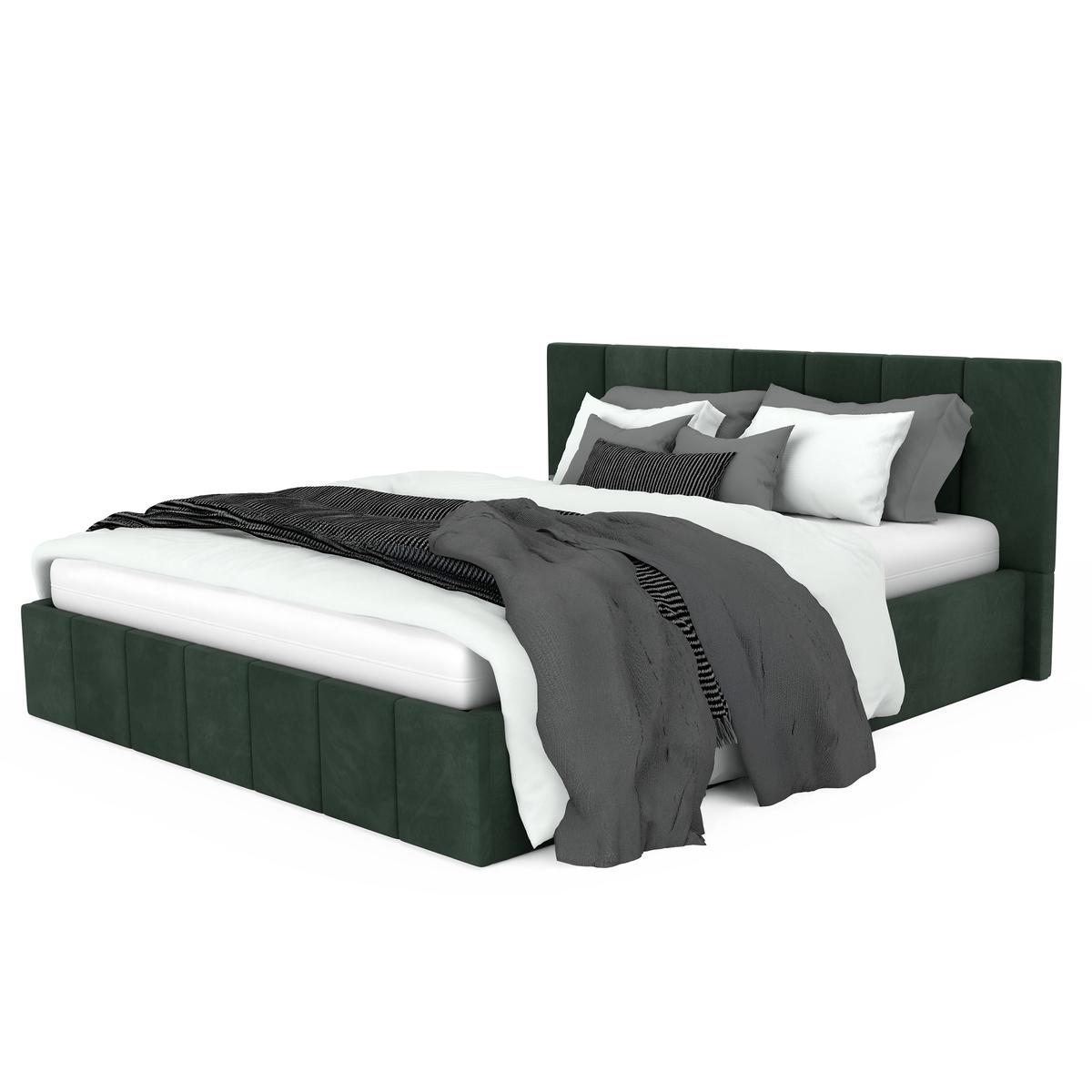 Łóżko tapicerowane 160x200 premium z pojemnikiem do sypialni butelkowa zieleń wezgłowie 107 cm nr. 8