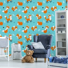 Tapeta Dla Dziecka LISKI Zwierzątka Liście Serca  - Miniaturka zdjęcia nr 6