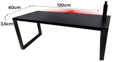 Biurko gamingowe model 3 Low 120x60x3.6 cm czarne loftowe led przepust hub do pokoju gracza - Miniaturka zdjęcia nr 2