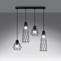 Lampa wisząca SUBA 4L czarna 120x15x58cm nowoczesna E14 do salonu - Miniaturka zdjęcia nr 3