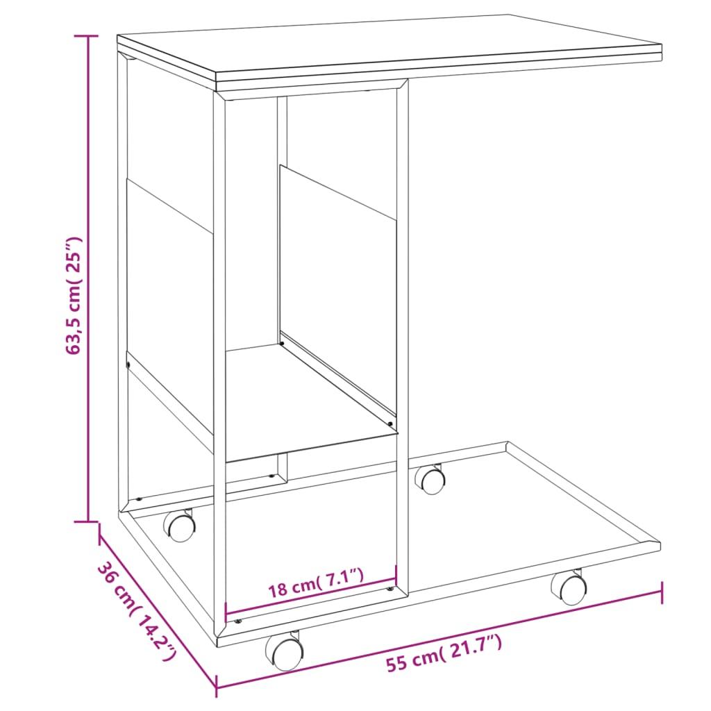 Stolik kawowy 55x36x63,5 cm boczny na metalowej ramie biały do salonu nr. 6