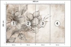 Fototapeta Do Sypialni Szare KWIATY Beton Abstrakcja Boho Dekoracja z Efektem 3D - Miniaturka zdjęcia nr 3
