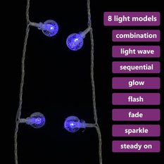 Lampki świąteczne, 20 m, 200 niebieskich diod LED, 8 funkcji - Miniaturka zdjęcia nr 5