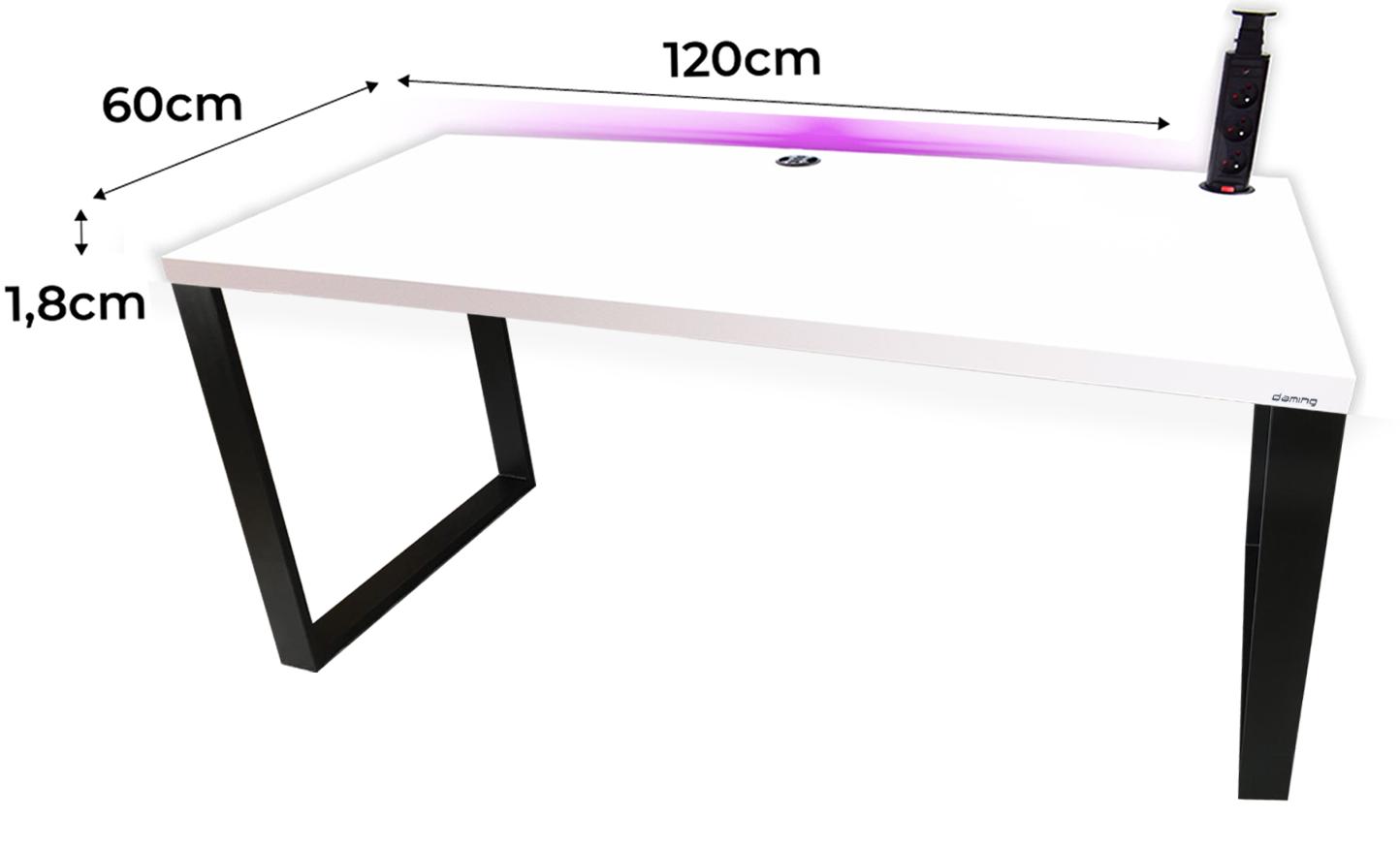 Biurko gamingowe model 3 Low 120x60x71 cm białe LOFT LED RGB pilot przepust HUB USB blat 1,8 cm nr. 2