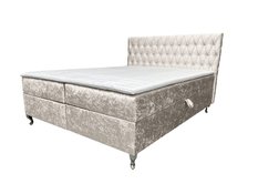 Łóżko GLACIO 120x200 cm z funkcją przechowywania i materacem do sypialni srebrne