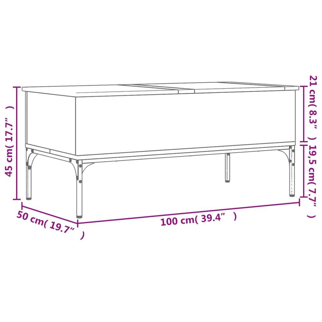 Stolik kawowy 100x50x45 cm z ukrytą przegrodą pod blatem brązowy dąb do salonu nr. 11