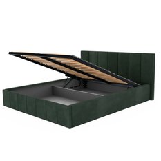 Łóżko tapicerowane 160x200 premium z pojemnikiem do sypialni butelkowa zieleń wezgłowie 107 cm - Miniaturka zdjęcia nr 11
