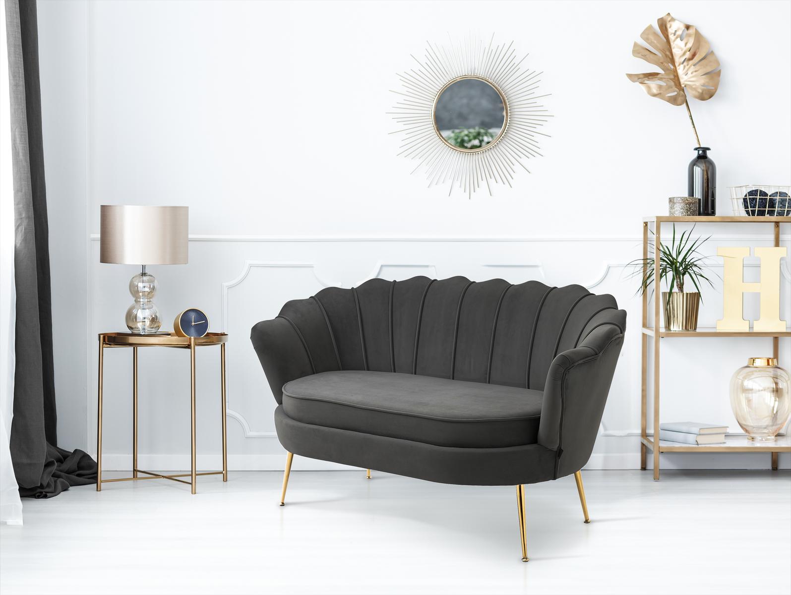 Sofa dwuosobowa 158x54x85cm muszla welurowa do salonu KRONOS szary nr. 2