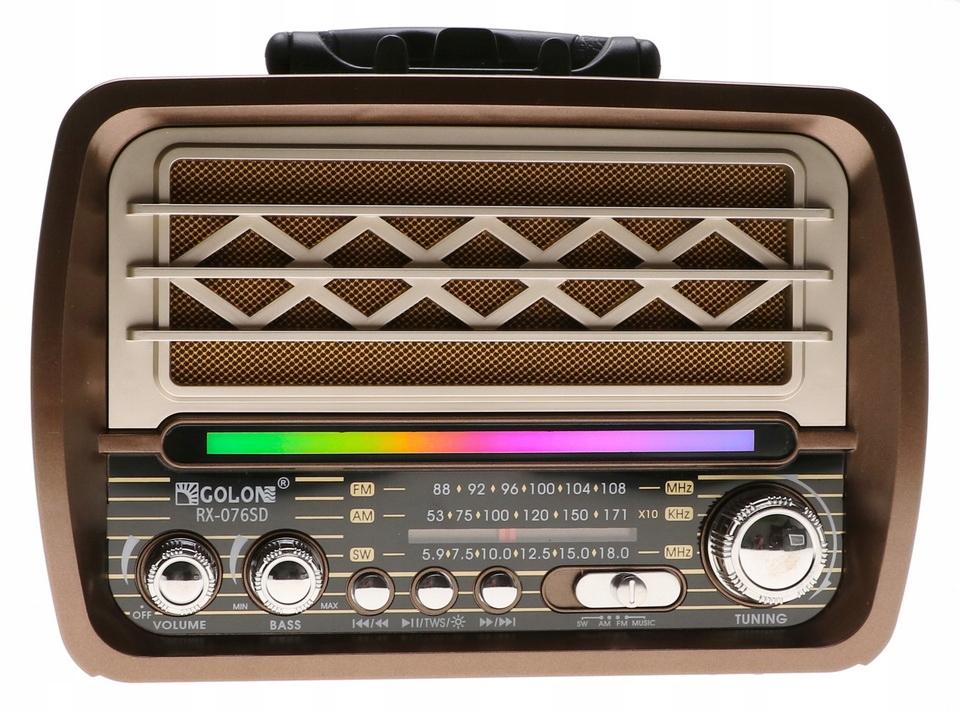 Radio przenośne  24 x 17,5 x 11,5 cm RETRO z funkcją bluetooth   USB ładowany solarnie brązowe nr. 4