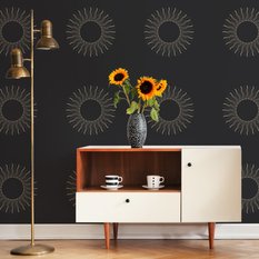 Tapeta Do Sypialni Minimalistyczny Wzór SŁOŃCE - Miniaturka zdjęcia nr 5