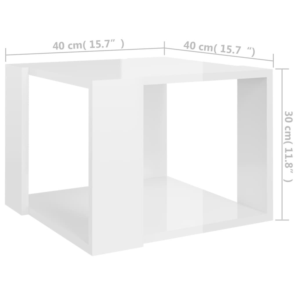 Stolik kawowy 40x40x30 cm z praktyczną półką biały o wysokim połysku do salonu nr. 5