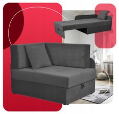 Sofa rozkładana DENIS 80x180 cm szara z pojemnikiem na pościel narożnik tapczan kanapa dla dziecka - Miniaturka zdjęcia nr 6