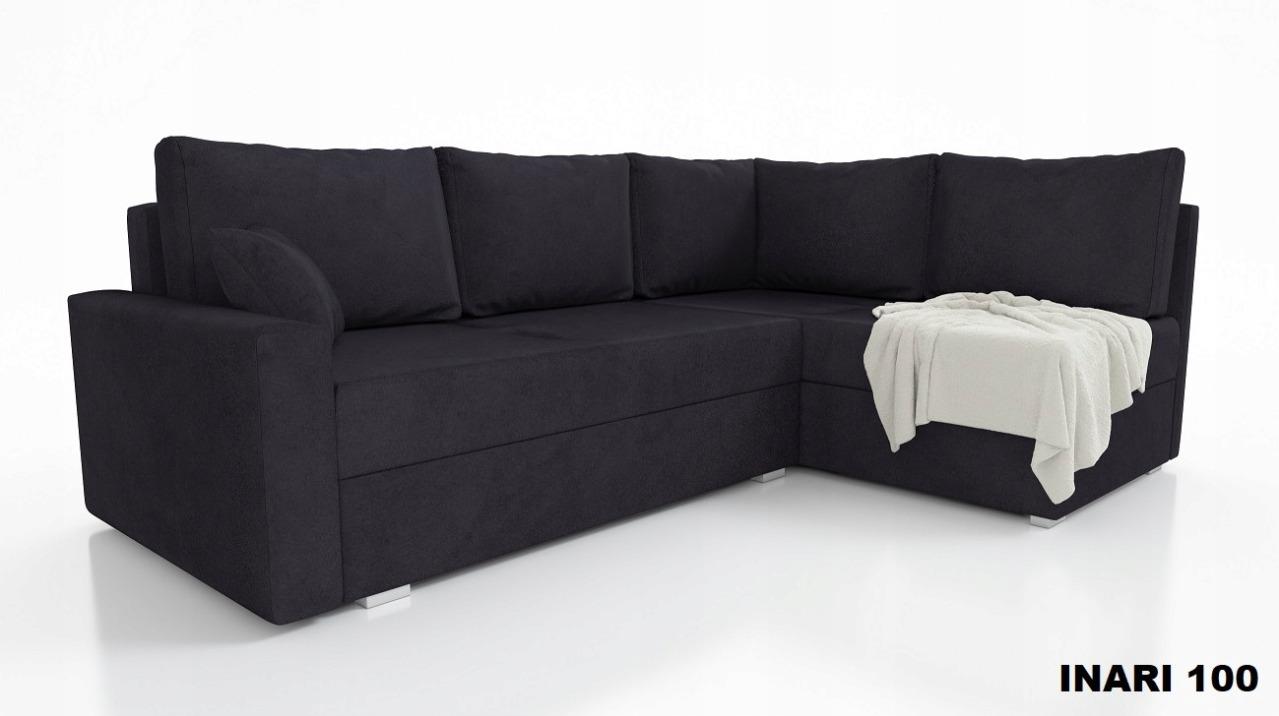 Narożnik Fino 74x228x145 cm do salonu rozkładany Inari czarny
