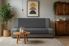 Wersalka DUO 188x85x90 cm kanapa rozkładana z funkcją spania i pojemnikiem szara obrazek