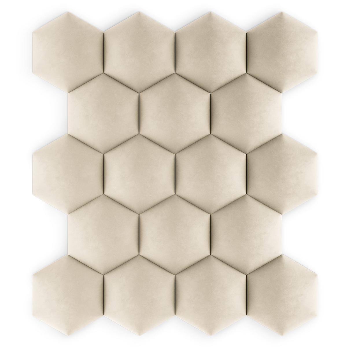Panele tapicerowane 35x40 cm hexagon magic velvet kremowy nr. 7