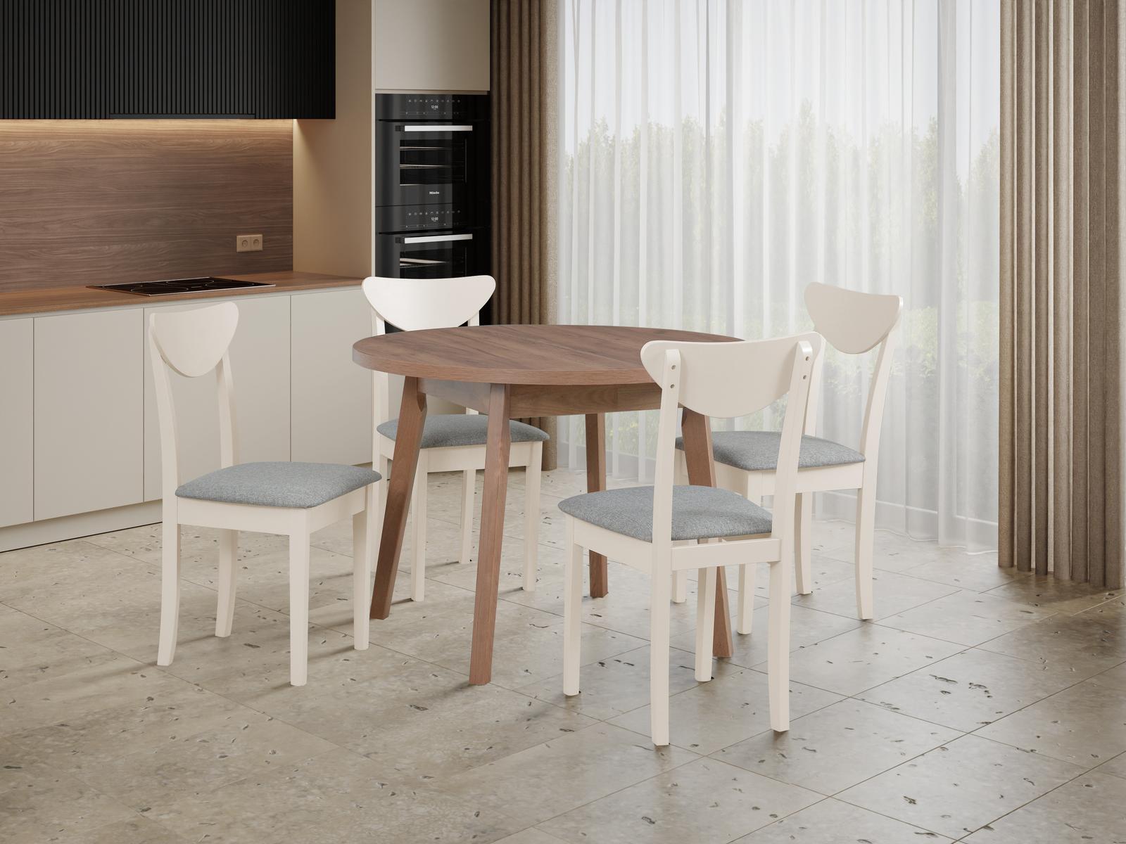 Krzesło drewniane VESTA 87x42x43 cm drewniane bukowe do jadalni kaszmir szare siedzisko nr. 5