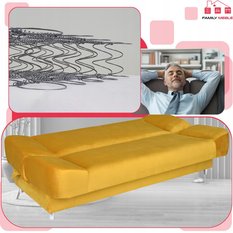 Wersalka SARA 200x95 cm żółta rozkładana kanapa z pojemnikiem sofa do salonu Royal - Miniaturka zdjęcia nr 5