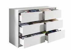 Komoda 120 cm mega cena MARTUSIA 72x120x40 cm z 6 szufladami biała do salonu i sypialni obrazek