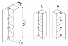 Słupek Łazienkowy 170 cm CZARNY WYSOKI Wiszący Dąb Front 3D MDF LUXOR - Miniaturka zdjęcia nr 3