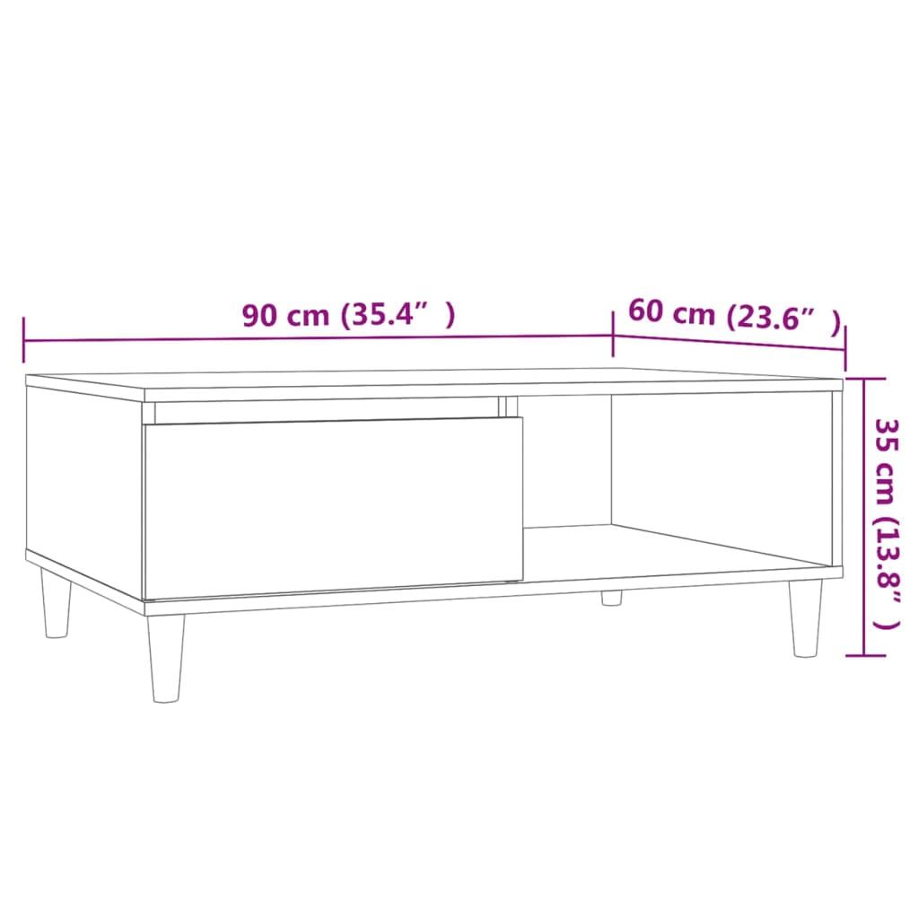 Stolik kawowy 90x60x35 cm z praktyczną półką  szary z płyty wiórowej do salonu nr. 9