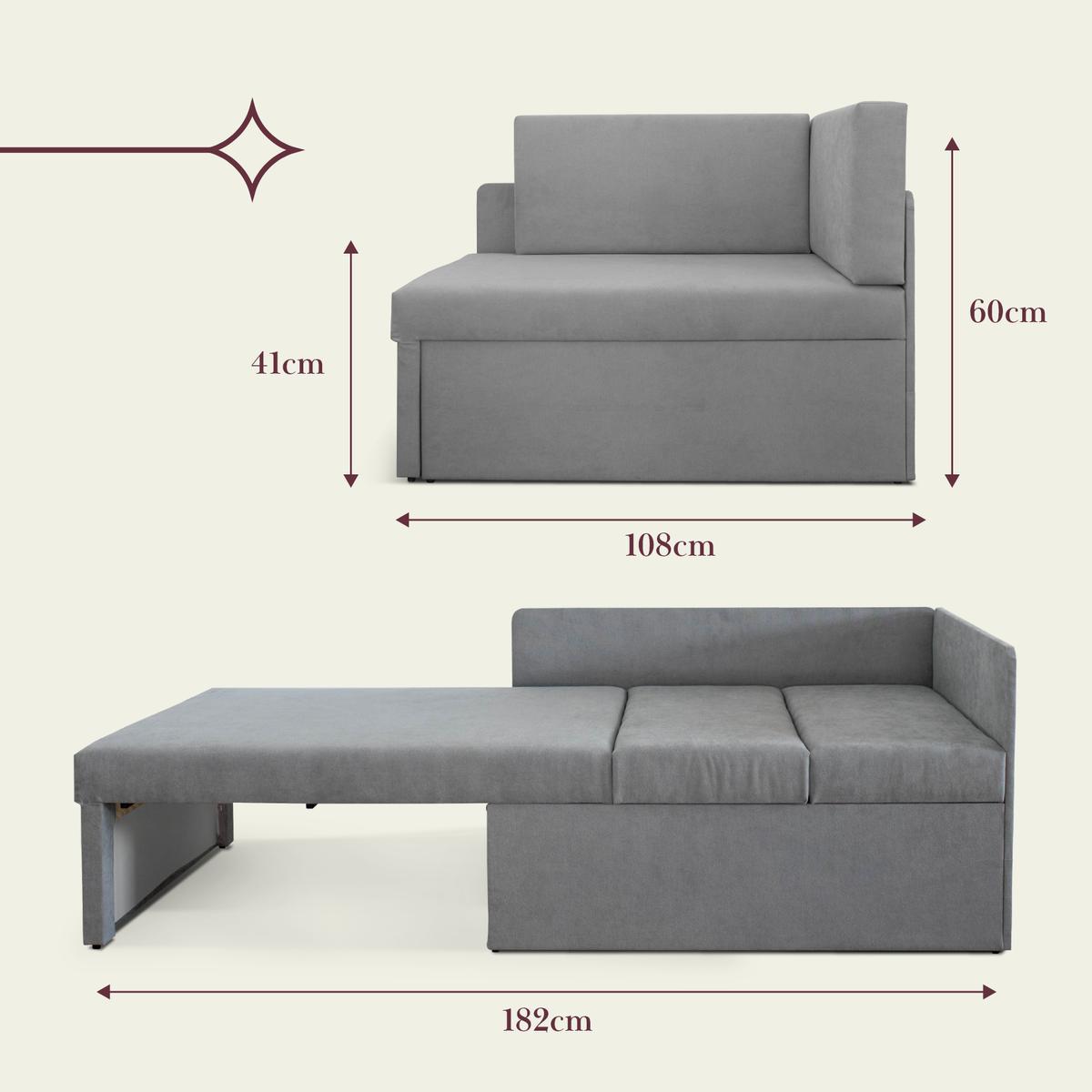 Narożnik jednoosobowy Viluś 108x81x78 cm sofa jednoosobowa do pokoju salonu z funkcją spania i przechowywania dla dzieci szary nr. 16