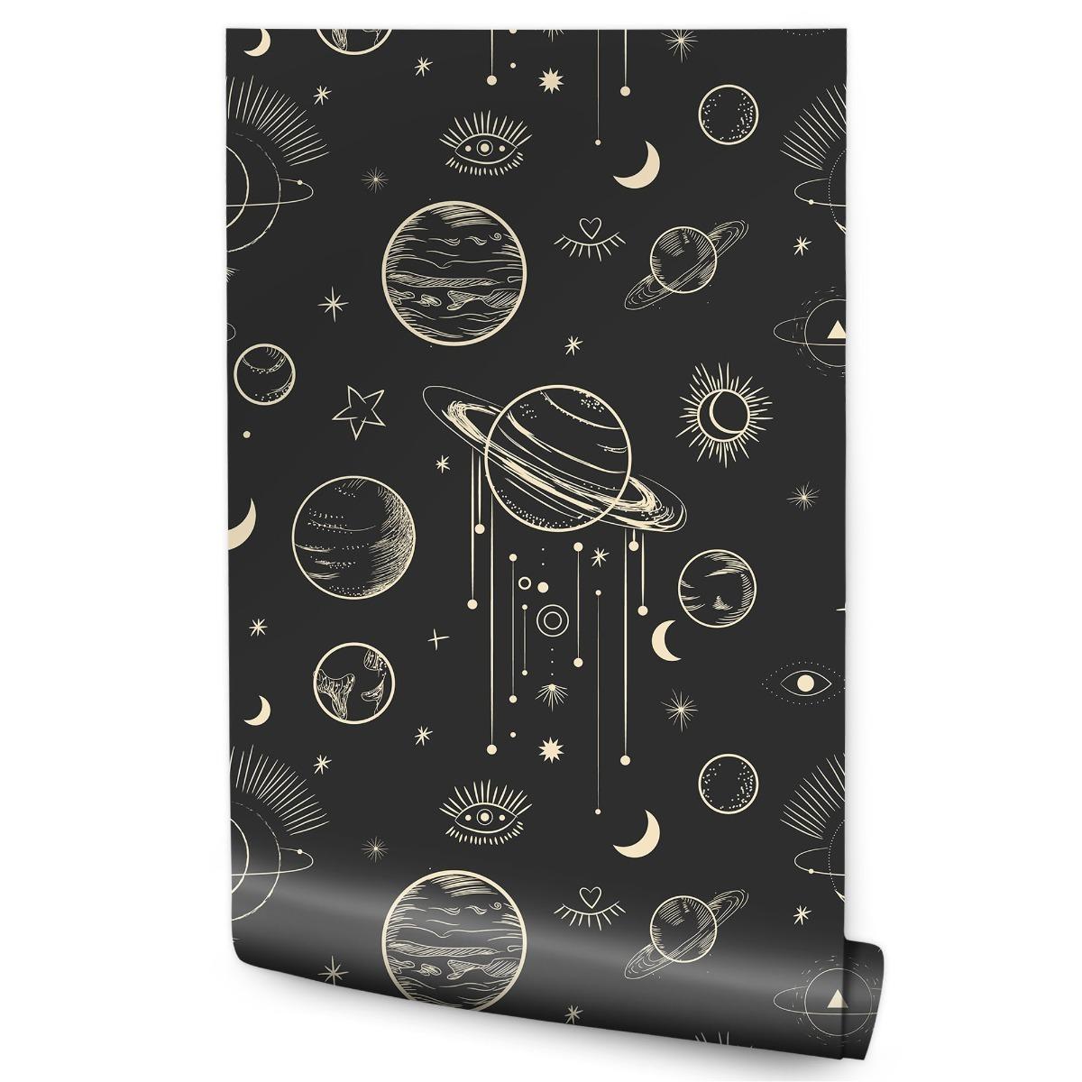 Tapeta W Rolce PLANETY Kosmos Gwiazdy Ornamenty 