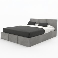 Łóżko tapicerowane do sypialni 180x200x100 cm podwójne z pojemnikiem modne szare - Miniaturka zdjęcia nr 10
