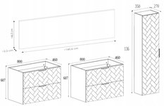 Zestaw mebli łazienkowych MADIS 4 elementy szafka pod umywalkę 160 cm z blatem + słupek ryflowana kaszmir - Miniaturka zdjęcia nr 3