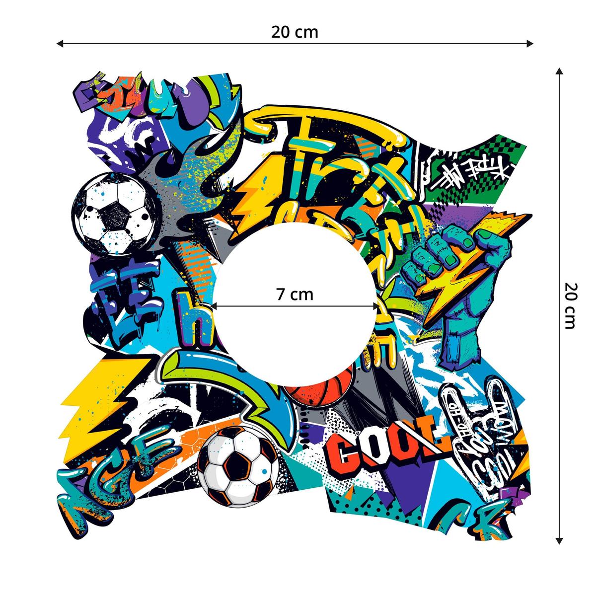 Naklejka Pod Włącznik Światła Dla Dzieci Graffiti 20x20 Abstrakcja Piłka Nożna nr. 2