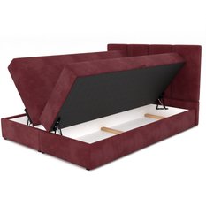 Łóżko kontynentalne 140x200x113 cm tapicerowane podwójne z materacem bordowe - Miniaturka zdjęcia nr 12
