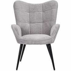 Fotel uszak tapicerowany wypoczynkowy 69x63x89 cm do salonu biura nogi czarne, szenil jasnoszary - Miniaturka zdjęcia nr 4