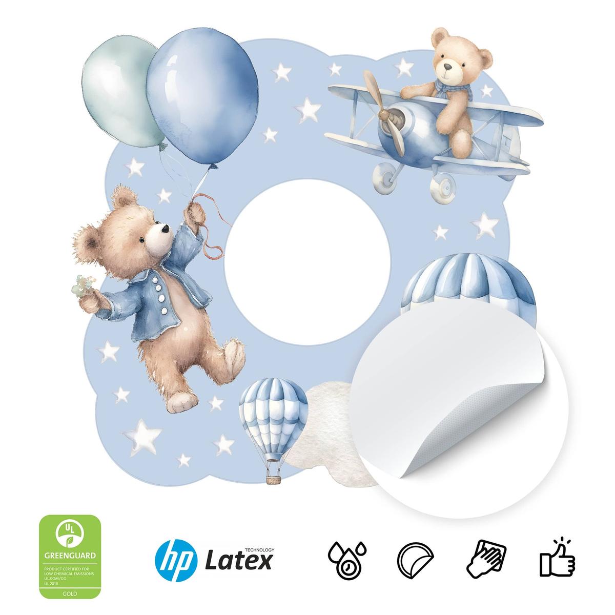 Naklejka Pod Włącznik Światła Misie Balony Gwiazdki 20x20 Chmurki Dla Dzieci nr. 3