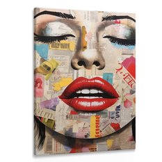 Obraz Do Salonu PORTRET Kobiety Czerwone Usta Abstrakcja 80x120cm