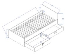 Łóżko młodzieżowe INDEX 90x200 cm z materacem i szufladami zagłówkiem biały/dąb - Miniaturka zdjęcia nr 3