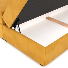 Łóżko kontynentalne 140x200x113 cm tapicerowane podwójne z materacem żółte - Miniaturka zdjęcia nr 13