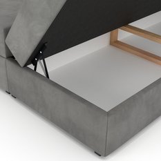 Łóżko kontynentalne 160x200x113 cm tapicerowane podwójne z materacem szare - Miniaturka zdjęcia nr 13
