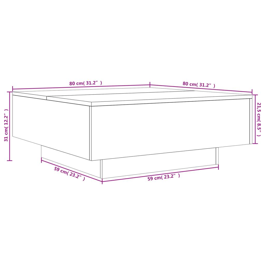 Stolik kawowy 80x80x31 cm brązowy dąb elegancki do salonu nr. 10