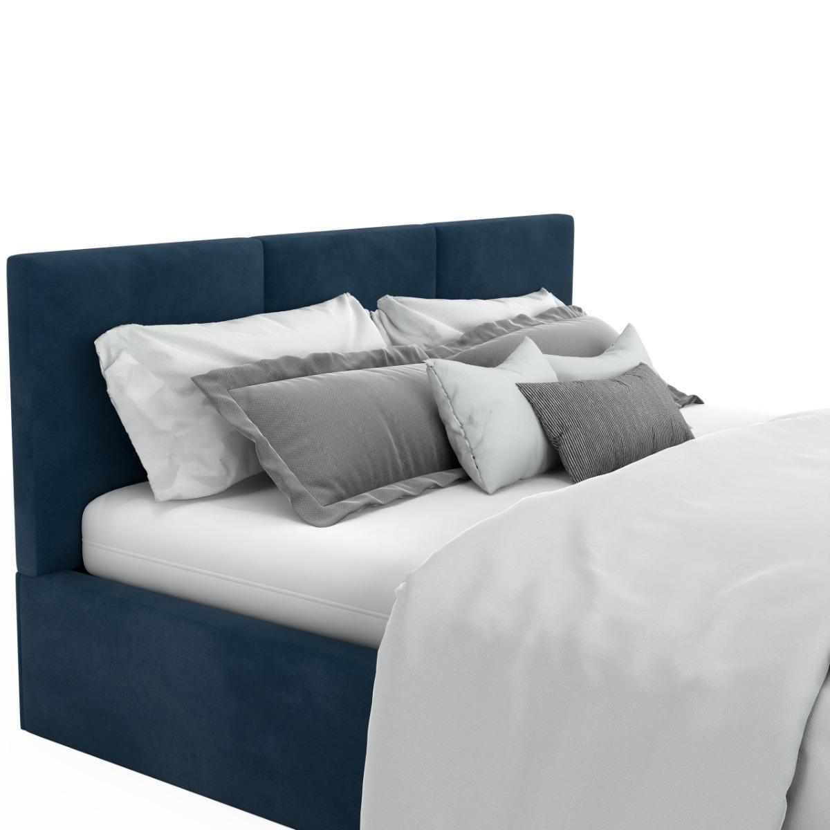 Łóżko tapicerowane do sypialni basic 120x200x88 cm granatowe nr. 5