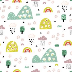 Tapeta Ścienna Dla Dzieci KWIATKI Chmury Tęcza 53x1000  - Miniaturka zdjęcia nr 4